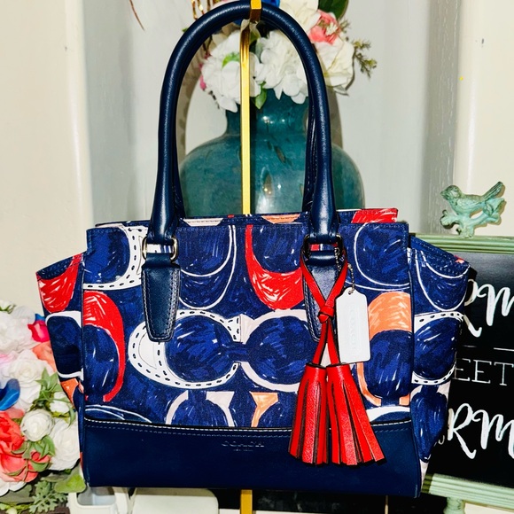 Coach Legacy Heritage Candace Carryall Satchel Bag 19951 - 2012 Blue Canvas EUC - Picture 15 of 16